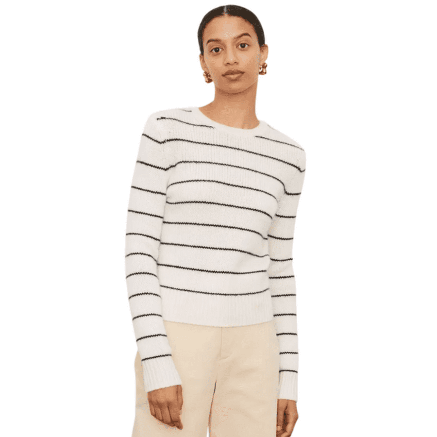 Vince Womens Striped Overlay Crew