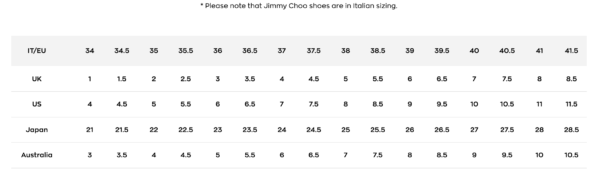 Jimmy Choo Size Guide
