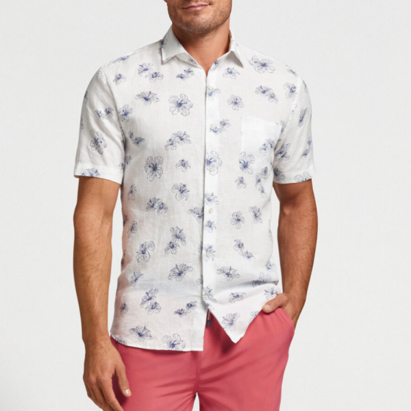 Hibiscus Beach Linen Sport Shirt