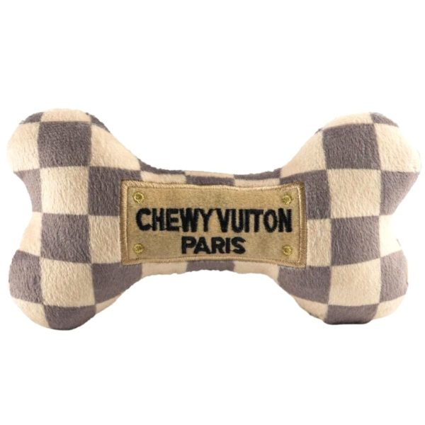 Checker Chewy Vuiton Bone Toy Extra Large