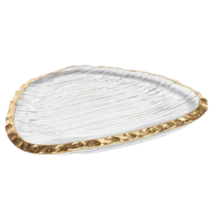 Textured Organic Shape Plate with Gold Rim