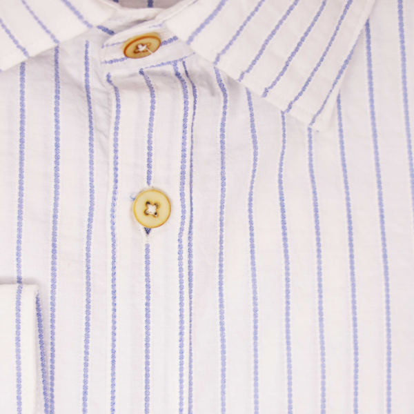 Blue and White Striped Cotton Shirt