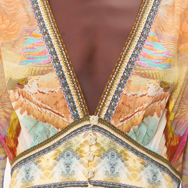Kimono Sleeve Dress With Shirring Detail