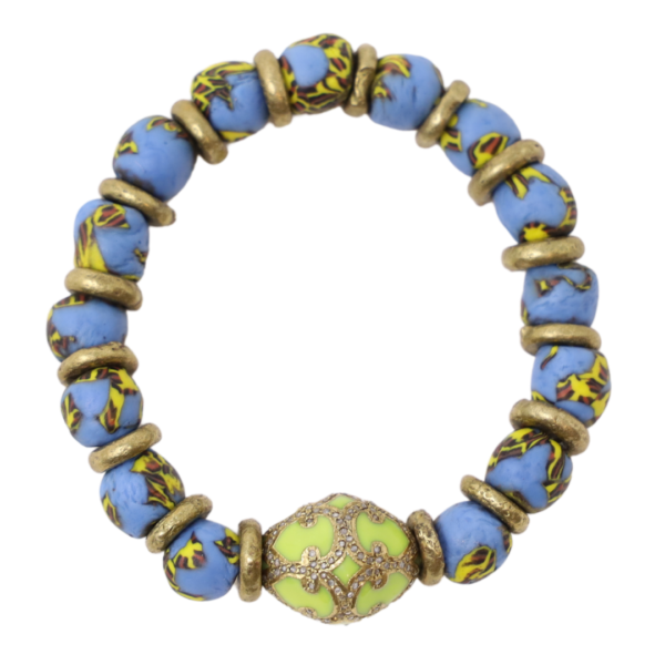 Blue and Green African Beads Bracelet