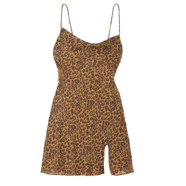 Bellamy Open-back Leopard-print Chiffon Mini Dress In Brown