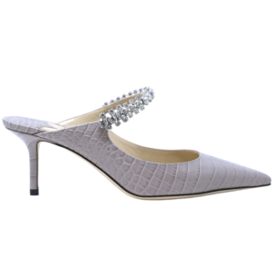 Bing 65 in Croc Embossed Printed Leather Mules with Crystal Strap