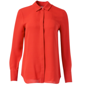 Scottie Concealed Placket Blouse in Cherry