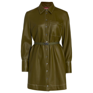 Lynn Belted Faux Leather Shirtdress