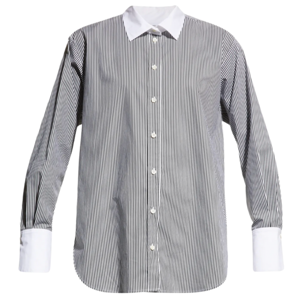 Pinstripe Button-Front Shirt