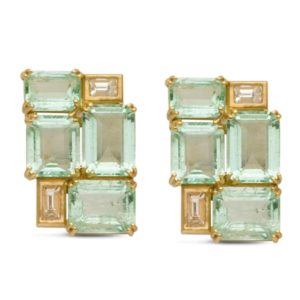 Columbian Emerald Diamond Studs