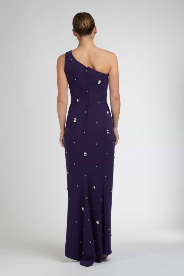 One shoulder purple gown
