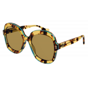 Havana/ Turquoise round sunglasses