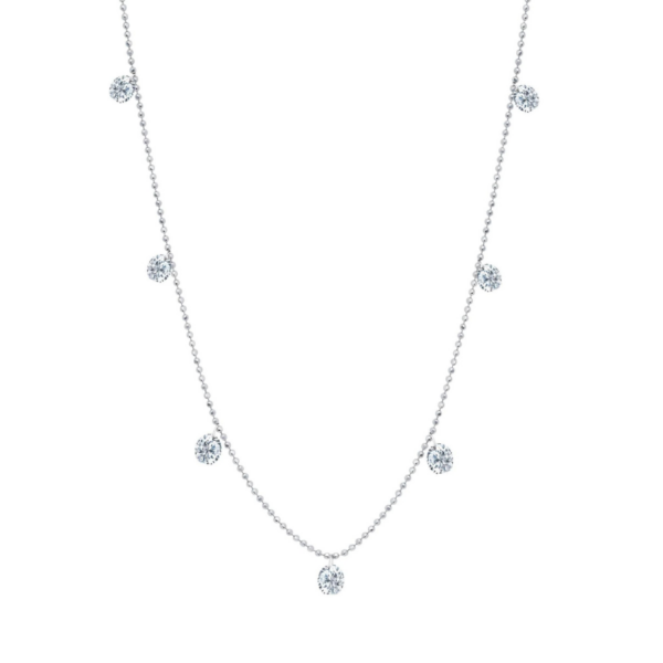 Small Floating Diamond Necklace White Gold