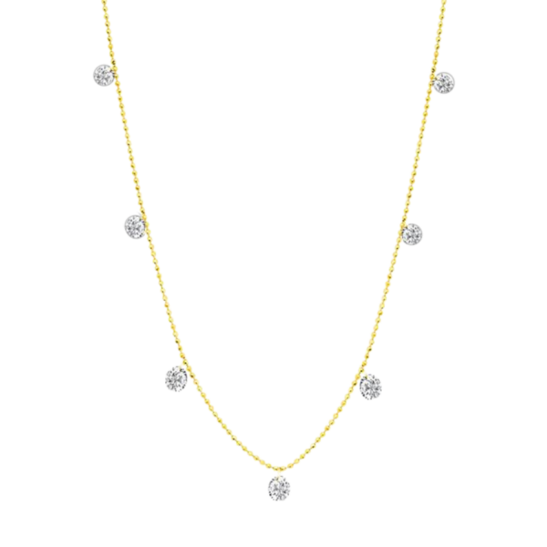 Small Floating Diamond Necklace yellow Gold