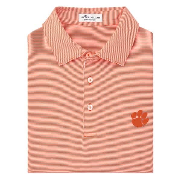 Gear-up for the big game in the Clemson Jubilee Stripe Performance Polo.