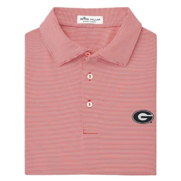 Gear-up for the big game in the Georgia G Jubilee Stripe Performance Polo.