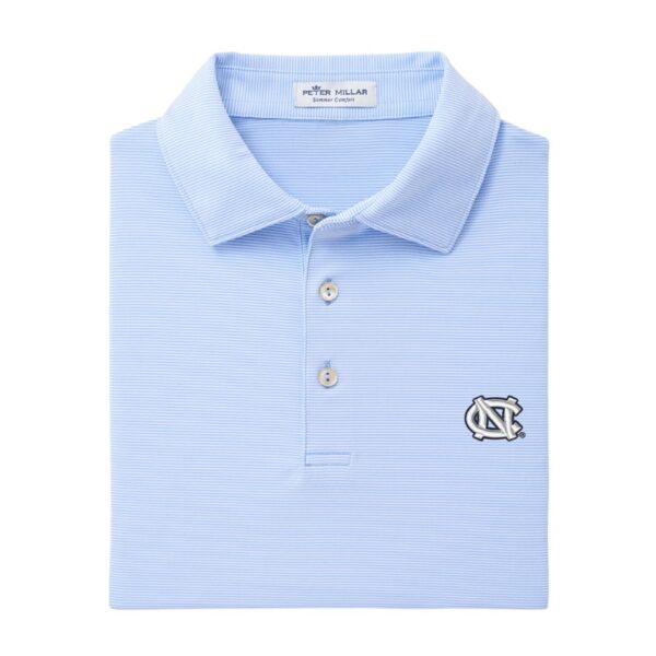 Gear-up for the big game in the UNC Jubilee Stripe Performance Polo. This style is lightweight, breathable, quick-drying and stretches four ways for maximum comfort. An exceptional gram weight in the fabric prevents torque during activity. Styled with a Sean self-fabric collar, three-button placket and your school's logo at the chest. This is what winning looks like.