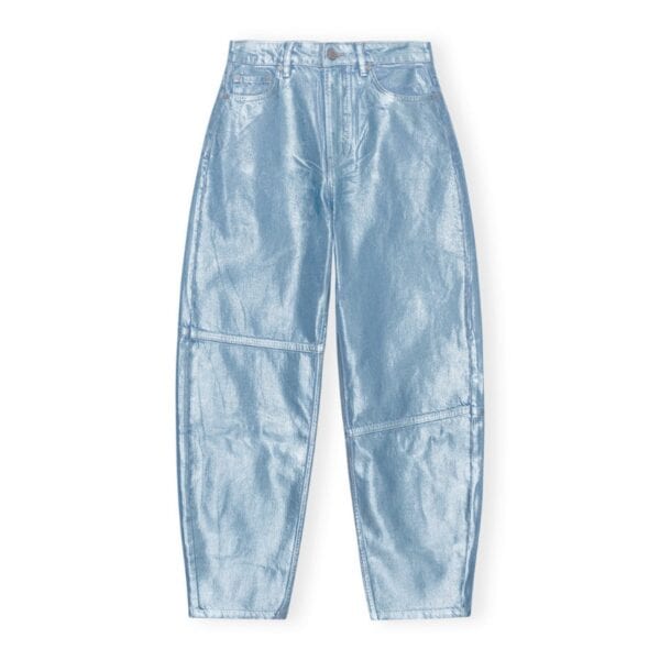 These Blue Washed Satin Pants are made from a blend of LENZING™ECOVERO™ viscose. The pants are designed for a relaxed fit and feature a drawstring closure across the waist, ankles, and pockets at the front, side, and back.