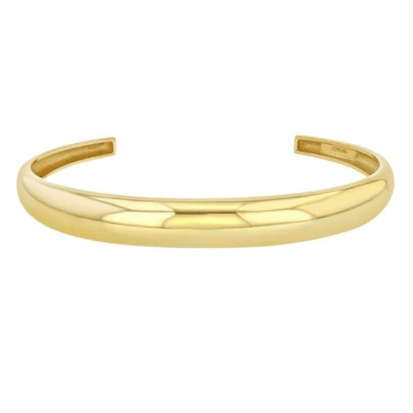 14k gold small hollow domed band cuff bracelet.