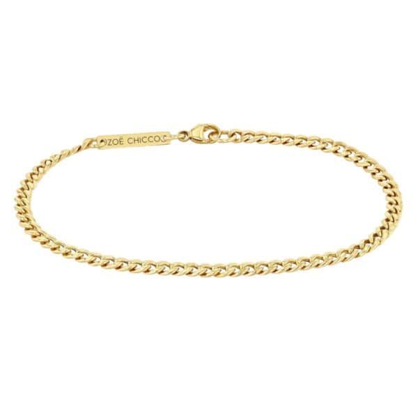 14k gold small hollow curb chain bracelet.