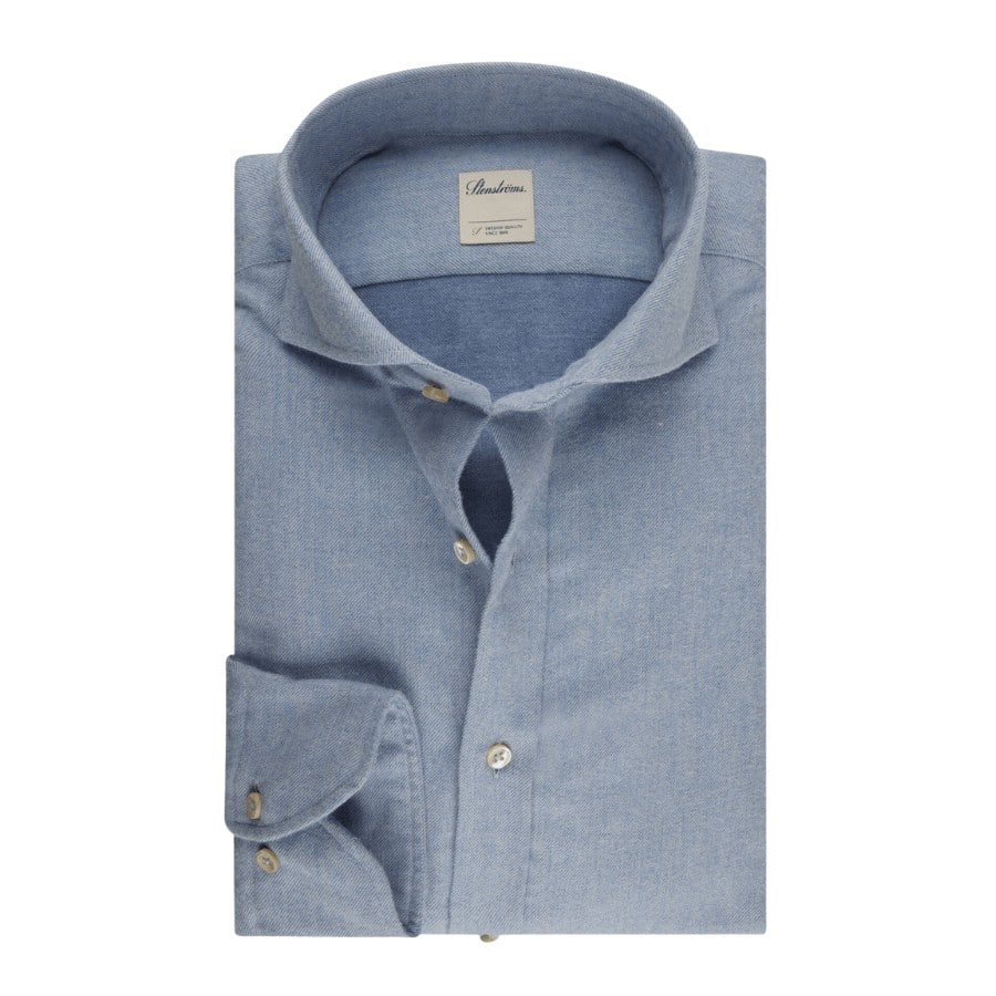 Stenströms Fitted Body Sport Shirt in Blue Pinstripes with
