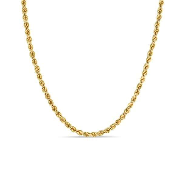 14k gold medium hollow rope chain necklace.