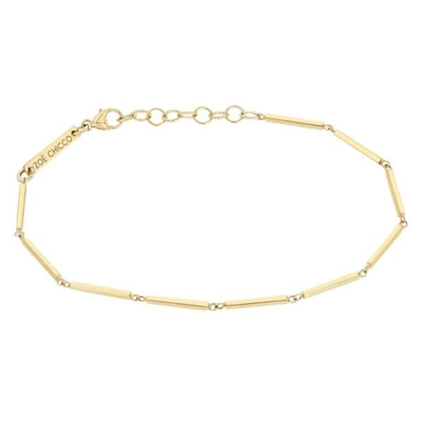 14k gold square bar link bracelet.