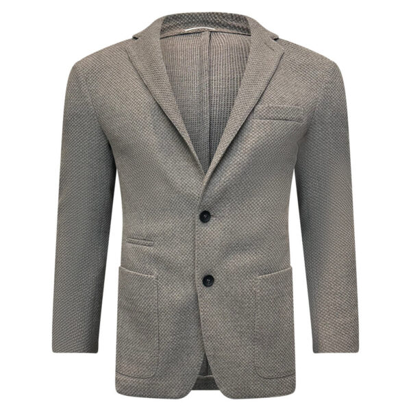 Stretch wool material. 99% Virgin wool, 1% elastane. 2 button front closure. 2 exterior pockets. Made in Italy.