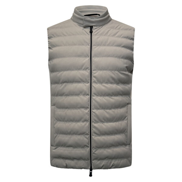 Men’s vest made of soft Virgin Wool. Slim fit. Water repellent. Made in Italy. 62% Polyamide, 38% Elastane.