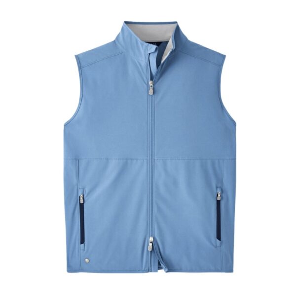 Men’s 80% polyester / 20% spandex full-zip vest. Tailored Fit. Wind and water-resistant, four-way stretch. Machine wash with like colors; tumble dry low; do not iron; do not dry clean. Imported.