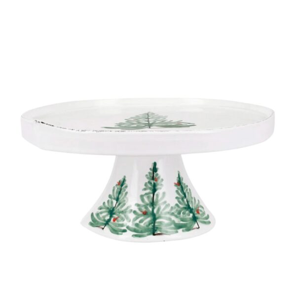 Handpainted on Italian stoneware in Tuscany, Vietri's Lastra Holiday Large Cake Stand reveals a cheerful design on a rustic yet chic shape. Lastra was inspired by the overlapping wooden mold that was used for centuries to form Parmesan and other cheeses throughout Italy. 11.25"D, 5.25"H.