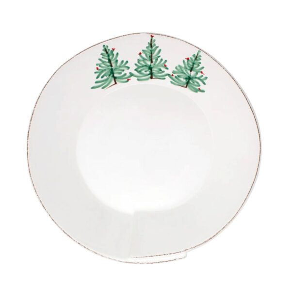 Delight in the holiday magic as handpainted fir trees and bright cardinals drift across the fresh white canvas of the Lastra Holiday Medium Shallow Serving Bowl. Mix and match with Lastra for a fun and sophisticated holiday table with a twist! 10"D, 2.5"H.