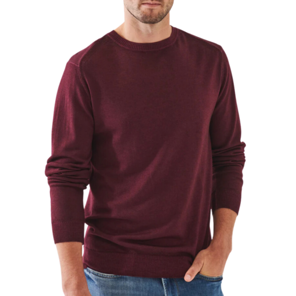 Fits true to size. Designed for a regular fit. Lightweight knit. 100% merino wool. Crewneck gentle wash – lay flat to dry.