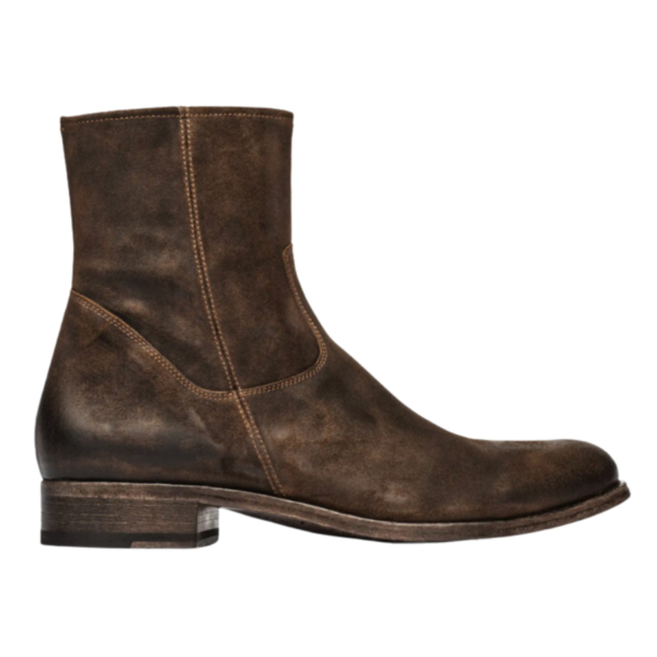 Burnished calfskin leather elevates a stylish Italian boot. Fitted with a smart side zipper. Comfortable arch support.