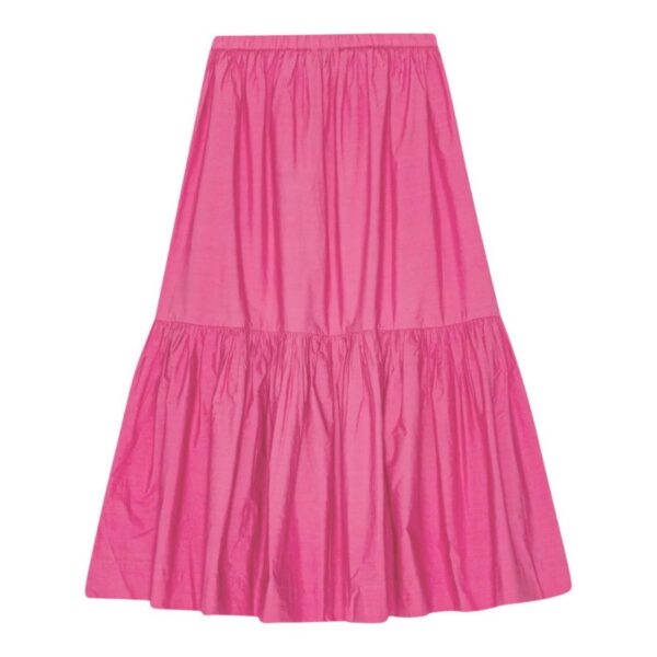 Ruffled organic-cotton midi skirt. Pink. Organic cotton. High-waisted. Elasticated waistband. Ruffle hem. Mid-length. This item is made from at least 50% organic materials.