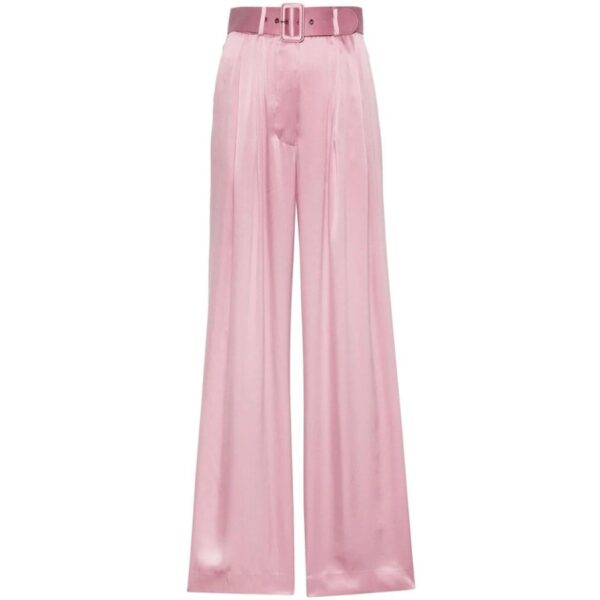 These wide-leg trousers show Zimmermann's passion for simple details and color. Made from soft silk, in a pink hue, they're accentuated by a wide belt at the waist. Imported Blush pink. Silk. Lightweight. High waist. Belt loops. Pleat detailing. Two side inset pockets. Wide leg. Concealed front button, hook and zip fastening. Detachable and adjustable waist belt.