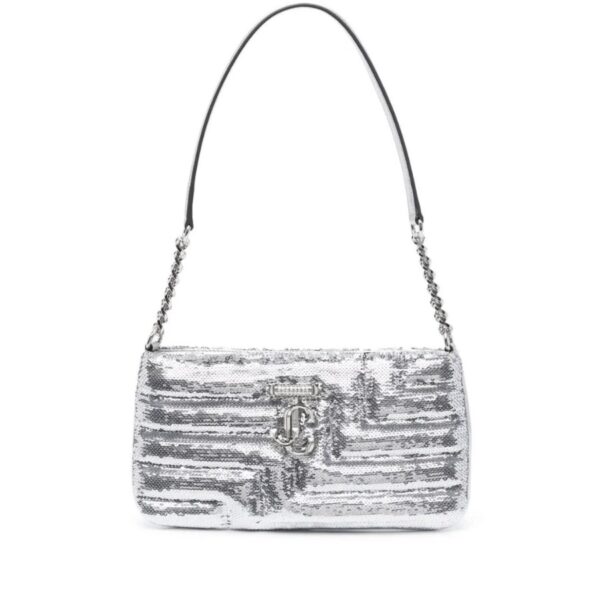 Avenue Slim sequin-embellished bag. Outer: Sequin 100%, Crystal 100%. Silver-tone. Sequin embellishment. Crystal embellishment. Silver-tone logo plaque. Leather and chain-link detailing. Internal slip pocket. Top zip fastening. Full lining. Main compartment.