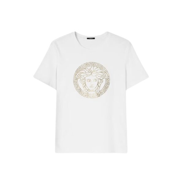 This short-sleeved cotton jersey T-shirt features a foil debossed Medusa motif at the front. Medusa motif. Short sleeves. Crewneck. Outer composition: 100% Cotton.