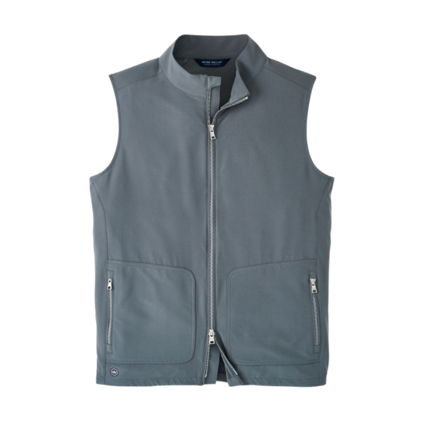 Men's 80% polyester / 20% spandex vest. Tailored Fit. Water resistant. Four-way stretch. Machine wash cold with like colors; lay flat to dry. Imported.