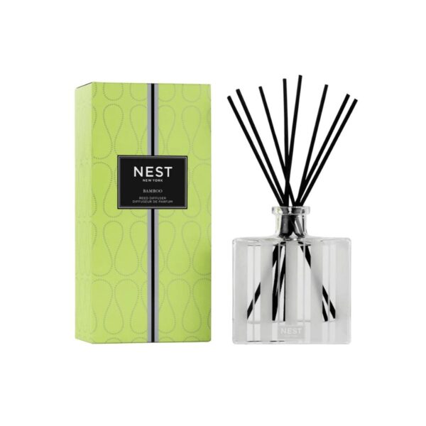 Create the aroma of a welcoming garden with this bestselling fragrance, Bamboo. This Reed Diffuser features the iconic scent’s blend of white florals with an abundance of lush green notes and hints of sparkling citrus. 5.9 fl oz | 175 ml. Expertly crafted with the highest quality fragrance oils, this Reed Diffuser releases an exquisite scent slowly and evenly into the air for approximately 90 days, delivering continuous fragrance, uninterrupted. Housed in a glass vessel etched with elegant, frosted stripes and includes 8 all-natural rattan reed sticks.