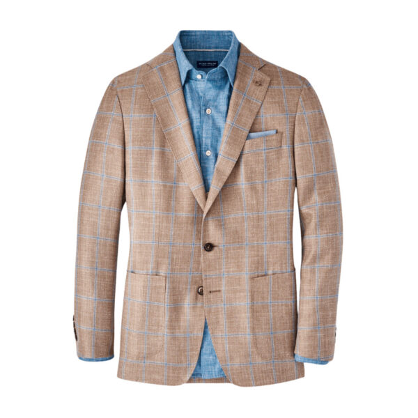 Made from a lightweight wool, silk and linen blend, this soft jacket adds instant refinement to your seasonal wardrobe. This style is constructed with a natural shoulder and a half-lined interior for easy wear and layering. It’s designed with a notched lapel, barchetta chest pocket and teardrop buttonholes. Finished with a hand-tacked lapel pin and genuine Italian horn buttons. Men's 49% wool / 30% silk / 21% linen soft jacket. Hand wash cold; lay flat to dry or dry clean. Imported.