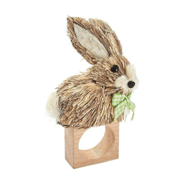 A whimsical accent piece, the hand-made Hop Napkin Ring features a sweet bunny made from natural straw and river grass. The perfect addition to an Easter table, baby shower or child's party, the adorable Hop Napkin Ring is a showstopper. Natural/Green. 3.5" Length x 3.5" Width X 5" Height. 30% Straw, 30% Wood, 20% Styrofoam, 10% Hemp, 5% Polyester Trim, 5% Plastic.