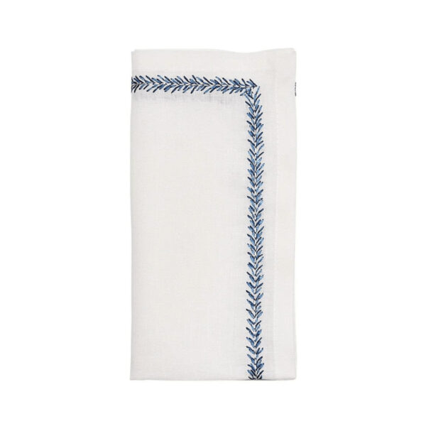 The versatile Jardin Napkin features an intricately embroidered leaf border.  It lends itself to a variety of entertaining themes, from nautical to chinoiserie and many other styles in between. 21" Length x 21" Width x 0.1" Height.