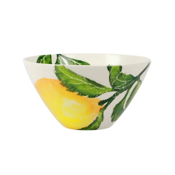 Inspired by the bountiful, robust lemons that flourish in the sunshine along the Amalfi Coast, the Limoni collection is cheerful, vibrant, and iconically Italian. The Limoni Cereal Bowl is a joy-spreading vessel for cereal, soups, desserts, and more. Dimensions: 6.5"D, 3.5"H. Dishwasher safe.  Microwave safe.