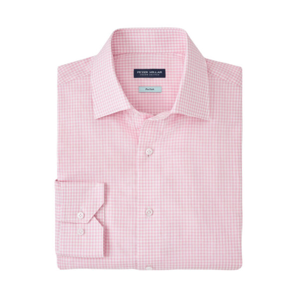This refined sport shirt is made from a soft cotton twill with our signature Flex Finish—a special treatment that elasticizes natural yarns to provide stretch and enhanced comfort without the use of synthetic fibers. Finished with a spread collar, French placket, mother-of-pearl-buttons and mitered cuffs. Men’s 100% cotton sport shirt. Tailored Fit. Spread collar with mother-of-pearl buttons. Machine wash cold; lay flat to dry or dry clean.