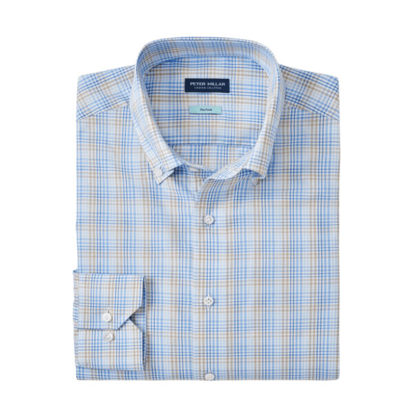 This refined sport shirt is made from a lightweight, soft cotton poplin with our signature Flex Finish—a special treatment that elasticizes natural yarns to provide stretch and enhanced comfort without the use of synthetic fibers. Finished with a button-down collar, French placket, mother-of-pearl-buttons and mitered cuffs. Men's 100% cotton sport shirt. Tailored Fit. Flex Finish. Button-down collar. Machine wash cold with like colors; lay flat to dry. Imported.