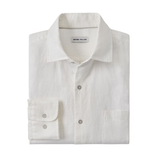 This sport shirt, perfect for coastal wear, is crafted from a soft and highly breathable linen fabric. It undergoes garment-dyeing to achieve rich and distinctive colors, while boasting antiqued buttons for a worn-in aesthetic. It's finalized with a spread collar, French placket, and double-button barrel cuffs. Men's 100% linen sport shirt. Classic Fit. Spread collar. Hand wash cold with like colors; Lay flat to dry or dry-clean. Imported.