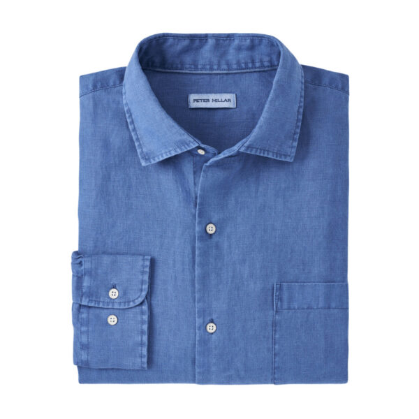 This sport shirt, perfect for coastal wear, is crafted from a soft and highly breathable linen fabric. It undergoes garment-dyeing to achieve rich and distinctive colors, while boasting antiqued buttons for a worn-in aesthetic. It’s finalized with a spread collar, French placket, and double-button barrel cuffs. Men's 100% linen sport shirt. Classic Fit. Spread collar. Hand wash cold with like colors; Lay flat to dry or dry-clean. Imported.