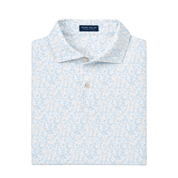 This polo shirt embodies a refined take on performance, featuring a soft, elevated material that provides wicking, four-way stretch, easy-care, and UPF 50+ sun protection. It's complemented with an Edwin spread collar, a two-button placket, and mother-of-pearl buttons. Additionally, it showcases a custom-designed floral print. Men's 92% polyester / 8% spandex polo. Tailored Fit. Four-way stretch, wicking, easy-care properties and antimicrobial properties. Edwin spread collar and two-button placket. Machine wash cold with like colors; tumble dry low. Do not iron. Do not dry clean. Imported.