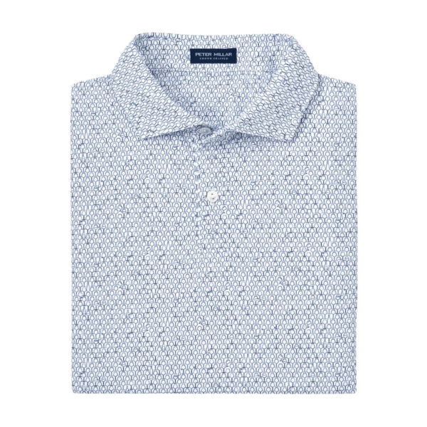 This polo shirt offers a subtle performance edge with its soft, elevated fabric that provides wicking, four-way stretch, easy-care, and UPF 50+ sun protection. It's completed with an Edwin spread collar, a two-button placket, and mother-of-pearl buttons. Additionally, it features a custom-designed wine-themed print. Men's 92% polyester / 8% spandex polo. Tailored Fit. Four-way stretch, wicking, easy-care properties and antimicrobial properties. Edwin spread collar and two-button placket. Machine wash cold with like colors; tumble dry low. Do not iron. Do not dry clean. Imported.